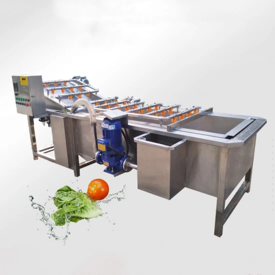Industrial Automatic Tomato Potato Chili Carrot Leafy Vegetable and Fruit Air Bubble Washing Cleaning Machine with Ozone for Salad Processing Line
